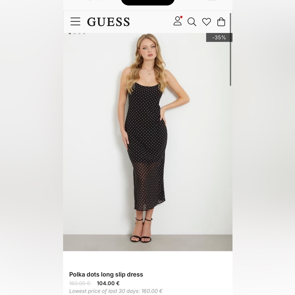 Guess Black and White Spotted Dress